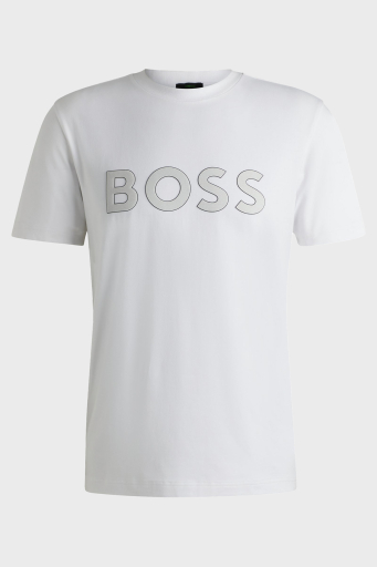 Boss Streç Pamuklu Regular Fit Büyük Logolu Erkek T Shirt 50535170 100 BEYAZ - 5