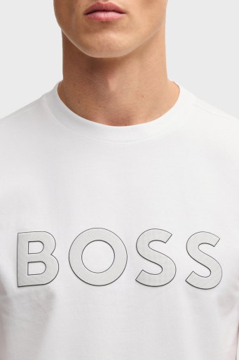 Boss Streç Pamuklu Regular Fit Büyük Logolu Erkek T Shirt 50535170 100 BEYAZ - 9