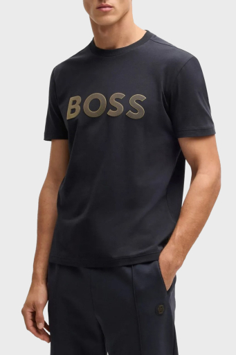 Boss Streç Pamuklu Regular Fit Büyük Logolu Erkek T Shirt 50535170 402 LACİVERT - 1