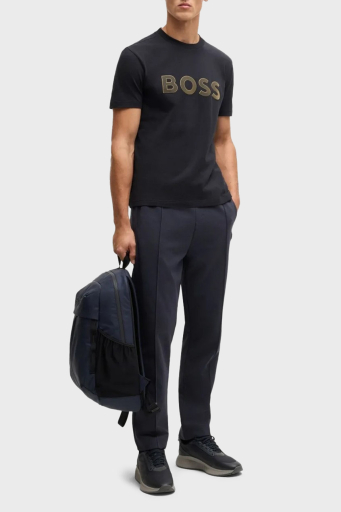 Boss Streç Pamuklu Regular Fit Büyük Logolu Erkek T Shirt 50535170 402 LACİVERT - 3