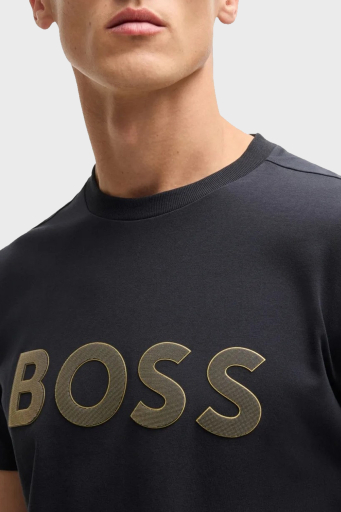 Boss Streç Pamuklu Regular Fit Büyük Logolu Erkek T Shirt 50535170 402 LACİVERT - 4