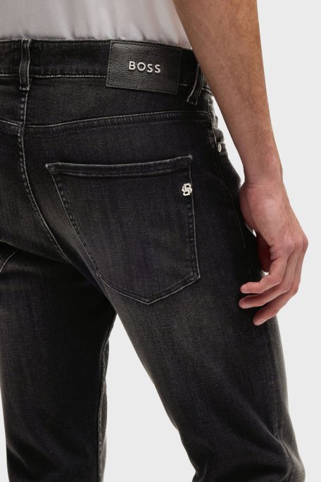 Boss Streç Pamuklu Skinny Fit Normal Bel Dar Paça Jeans Erkek Kot Pantolon 50532605 005 SİYAH - 4