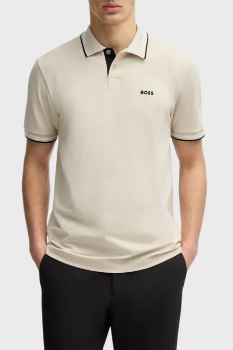 Boss Streç Pamuklu Slim Fit Düğmeli Erkek Polo Yaka T Shirt 50506193 284 BEJ - 6