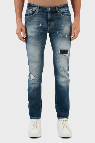 Boss - Boss Streç Pamuklu Yırtık Detaylı Normal Bel Slim Fit Jeans Erkek Kot Pantolon 50480131 418 LACİVERT (1)