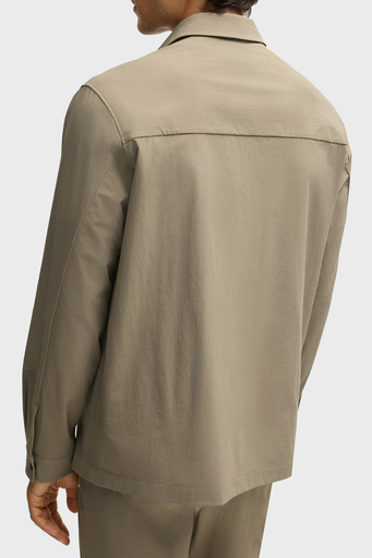 Boss Streç Su İtici Logolu Relaxed Fit Kent Yaka Erkek Gömlek 50533265 334 HAKİ - 2