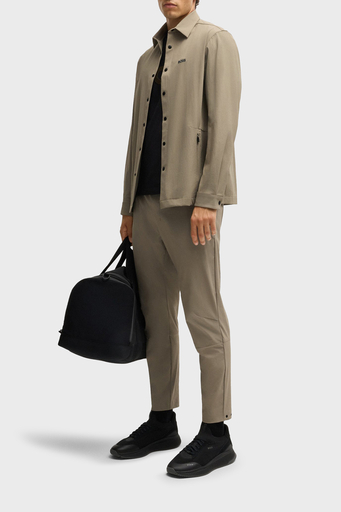 Boss Streç Su İtici Logolu Relaxed Fit Kent Yaka Erkek Gömlek 50533265 334 HAKİ - 3