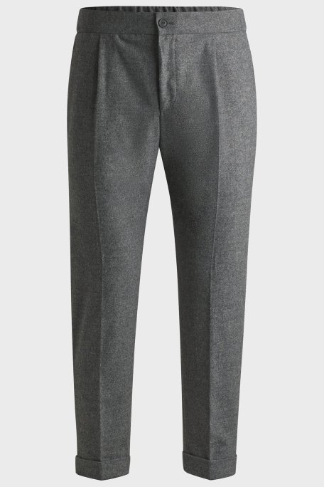 Boss Streç Yün Karışımlı Slim Fit Daralan Paça Kumaş Erkek Pantolon 50527924 042 GRİ - 5