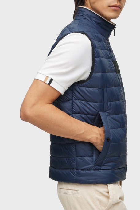 Boss Su Geçirmez Regular Fit Dik Yaka Şişme Erkek Yelek 50464300 404 LACİVERT - 5