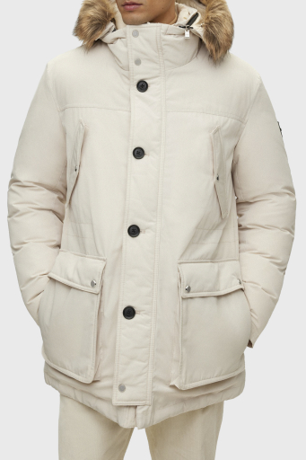 Boss Su İtici Çıkarılabilir Kapüşonlu Kuş Tüyü Dolgulu Regular Fit Erkek Mont 50499371 131 BEJ - 6