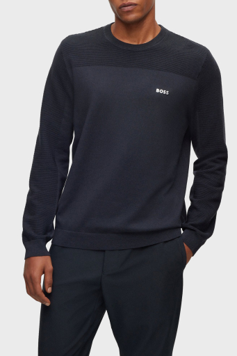 Boss Yün Karışımlı Bisiklet Yaka Regular Fit Erkek Kazak 50498559 402 LACİVERT - 1