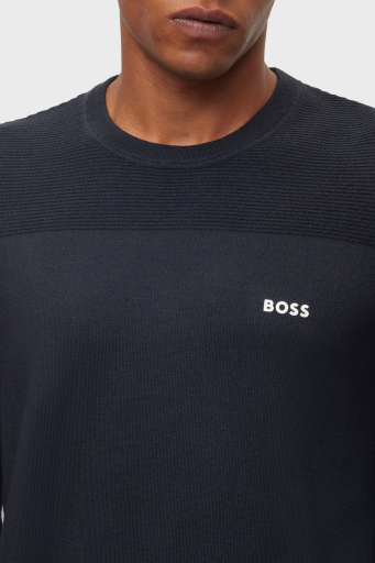 Boss Yün Karışımlı Bisiklet Yaka Regular Fit Erkek Kazak 50498559 402 LACİVERT - 3