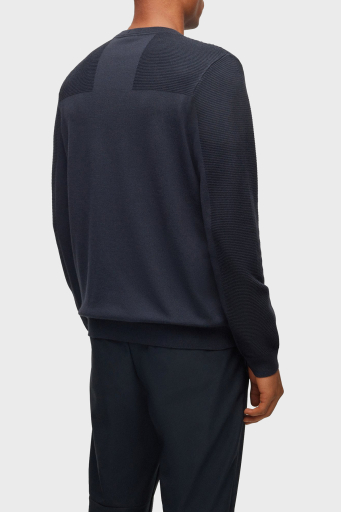 Boss Yün Karışımlı Bisiklet Yaka Regular Fit Erkek Kazak 50498559 402 LACİVERT - 9