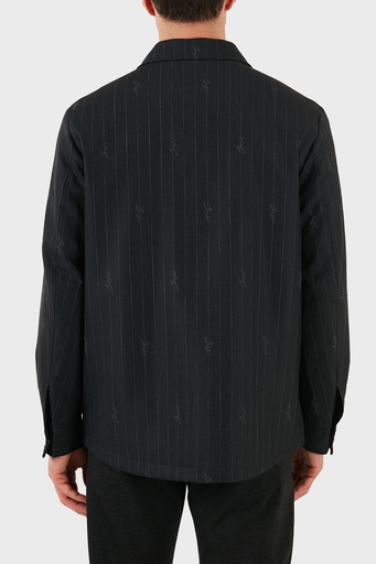 Boss Yün Karışımlı Relaxed Fit Fermuarlı Çizgili Erkek Ceket 50536787 030 SİYAH - 2