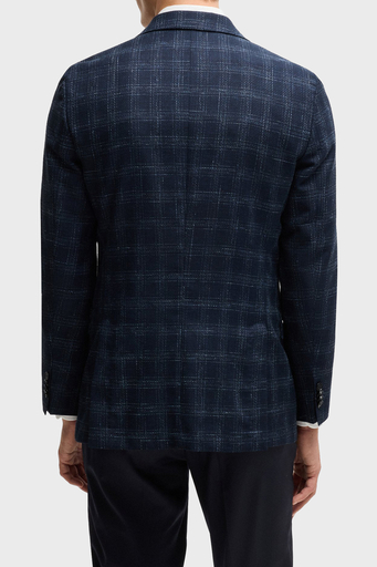 Boss Yün Karışımlı Slim Fit Mono Yaka Kareli Klasik Erkek Ceket 50535057 404 LACİVERT - 2