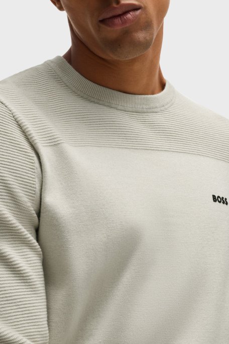 Boss Yünlü Regular Fit Bisiklet Yaka Erkek Kazak 50498559 271 BEJ - 4