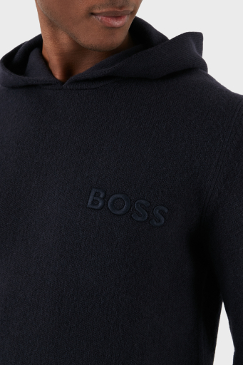 Boss Yünlü Regular Fit Kapüşonlu Erkek Kazak 50500676 404 LACİVERT - 12