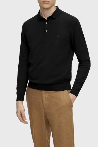 Boss Yünlü Regular Fit Polo Yaka Erkek Kazak 50476357 001 SİYAH - 1