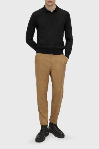 Boss Yünlü Regular Fit Polo Yaka Erkek Kazak 50476357 001 SİYAH - 7