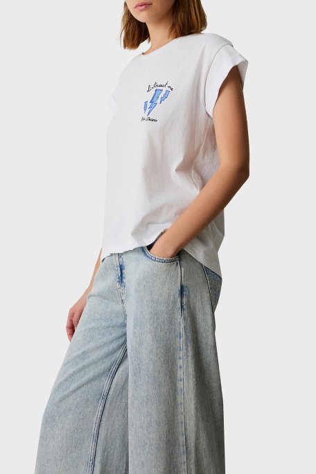 BSB % 100 Pamuk Regular Fit Bisiklet Yaka Baskılı Bayan T Shirt 053-210006.002 BEYAZ - 2