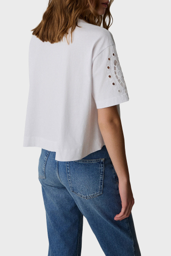 BSB Ajurlu % 100 Pamuk Regular Fit Bisiklet Yaka Bayan Bluz 053-210083.002 BEYAZ - 10