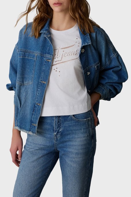 BSB Ajurlu % 100 Pamuk Regular Fit Bisiklet Yaka Bayan Bluz 053-210083.002 BEYAZ - 2