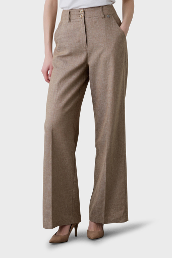 BSB Keten ve Pamuk Karışımlı Regular Fit Yüksek Bel Geniş Paça Bayan Pantolon 053-212013.131 BEJ - 7