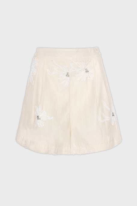BSB Nakışlı Taş Detaylı Regular Fit Normal Bel Mini Bayan Short 053-141003.103 BEJ - 5