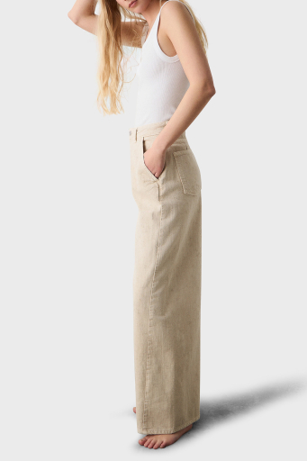 BSB Pamuklu Wide Leg Yüksek Bel Geniş Paça Palazzo Bayan Pantolon 053-212800.103 BEJ - 10