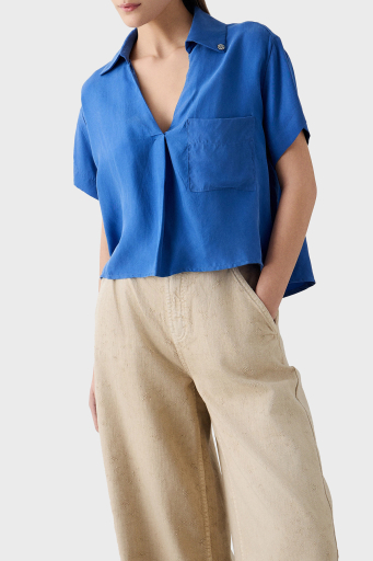 BSB Regular Fit V Yaka Kısa Kollu Bayan Bluz 053.210040-004 MAVİ - 6