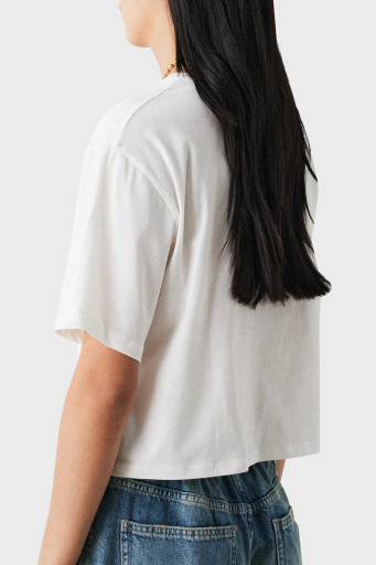 BSB Simli % 100 Pamuk Regular Fit Bisiklet Yaka Crop Bayan T Shirt 053-210114.004 BEYAZ - 8