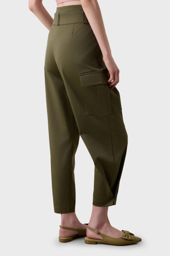 BSB Streç Pamuklu Regular Fit Yüksek Bel Düz Paça Kargo Bayan Pantolon 053-212021.054 HAKİ - 10