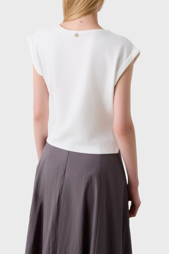 BSB Streç Relaxed Fit Asimetrik Kesim Aksesuar Detaylı Bisiklet Yaka Bayan Bluz 053-210076.004 EKRU - 10