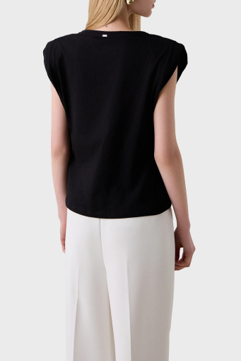 BSB Streç Relaxed Fit Asimetrik Kesim Aksesuar Detaylı Bisiklet Yaka Bayan Bluz 053-210076.080 SİYAH - 8