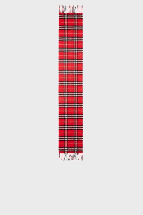 Burberry Ekoseli Kaşmiş Çocuk Atkı 8015163 BRIGHT RED KIRMIZI - 4