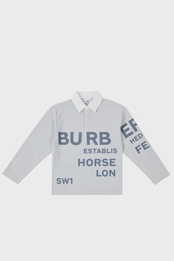 Burberry Pamuklu Çocuk Polo Yaka Sweat 8047547 STERLING GREY GRİ - 1