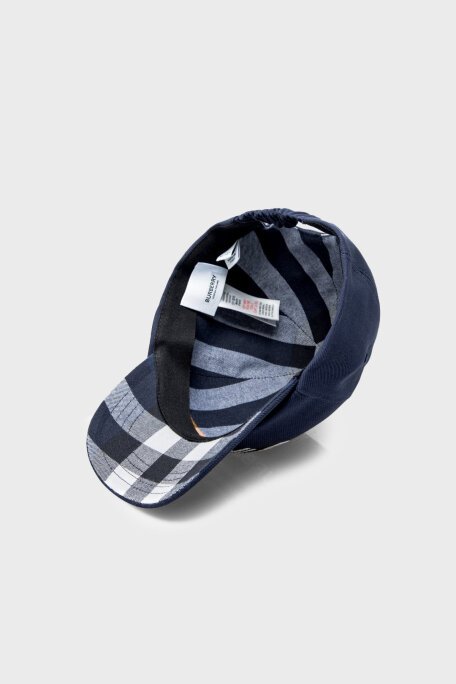 Burberry Pamuklu Çocuk Şapka 8049541 MIDNIGHT NAVY/CHK LACİVERT - 4