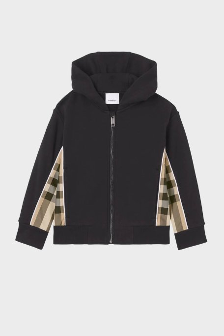 Burberry Pamuklu Fermuarlı Kapüşonlu Çocuk Sweat 8047427 BLACK SİYAH - 1