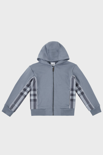 Burberry Pamuklu Fermuarlı Kapüşonlu Çocuk Sweat 8047429 SHALE BLUE Buz Mavisi - 1