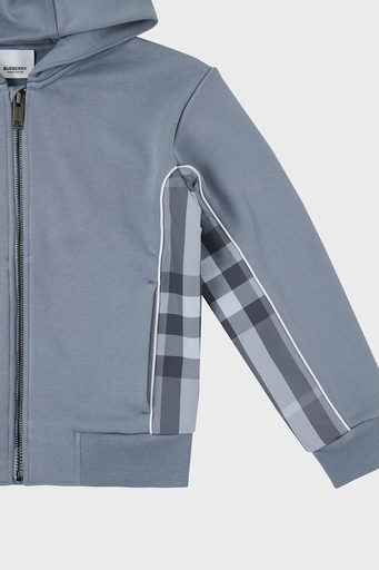 Burberry Pamuklu Fermuarlı Kapüşonlu Çocuk Sweat 8047429 SHALE BLUE Buz Mavisi - 3