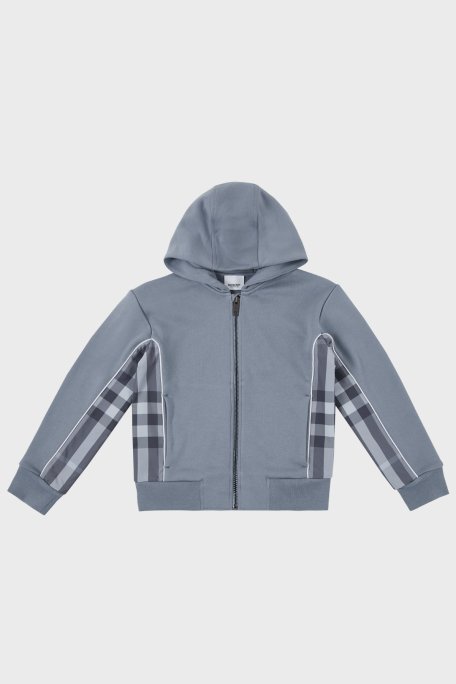 Burberry Pamuklu Fermuarlı Kapüşonlu Çocuk Sweat 8047429 SHALE BLUE Buz Mavisi - 1