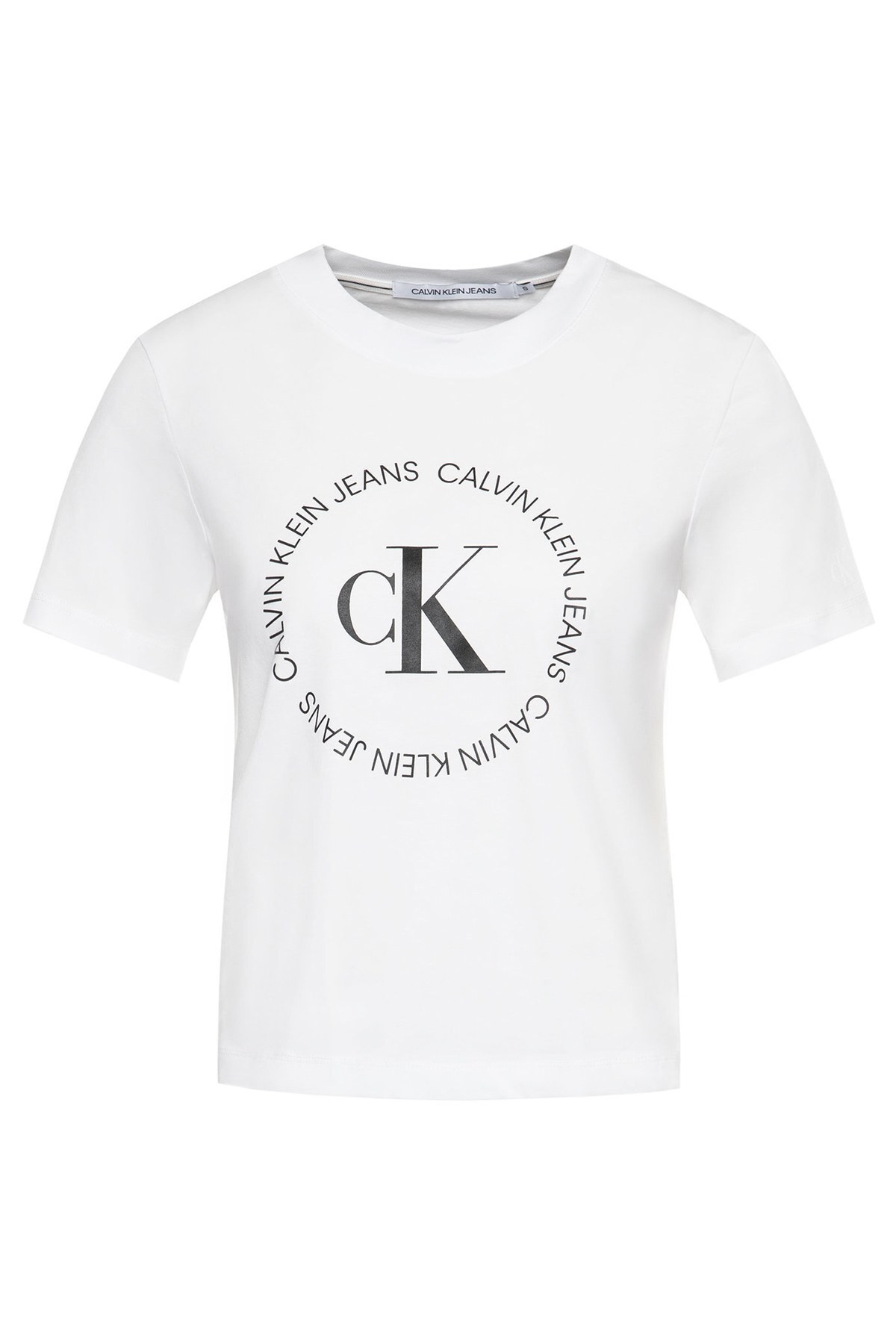 Calvin Klein % 100 Pamuk Bisiklet Yaka Regular Fit Bayan T Shirt J20J213544 YAF BEYAZ