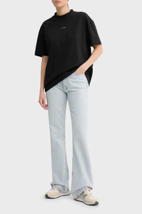 Calvin Klein % 100 Pamuk Boyfirend Fit Sıfır Yaka J20J225539BEH Bayan T Shirt J20J225539 BEH SİYAH - 2