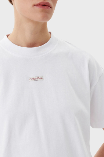 Calvin Klein % 100 Pamuk Boyfirend Fit Sıfır Yaka J20J225539YAA Bayan T Shirt J20J225539 YAA BEYAZ - 5