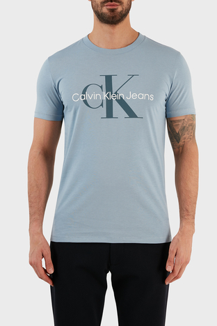 Calvin Klein - Calvin Klein % 100 Pamuk Logolu Slim Fit Bisiklet Yaka Erkek T Shirt J30J320806 DAR MAVİ