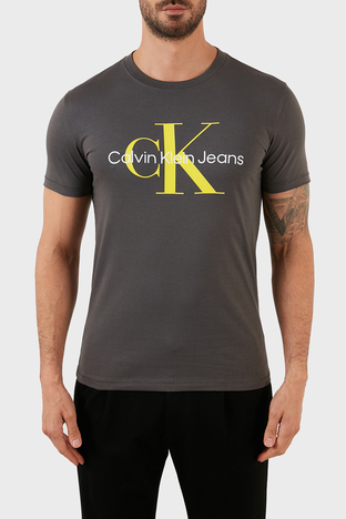 Calvin Klein - Calvin Klein % 100 Pamuk Logolu Slim Fit Bisiklet Yaka Erkek T Shirt J30J320806 PRC FÜME