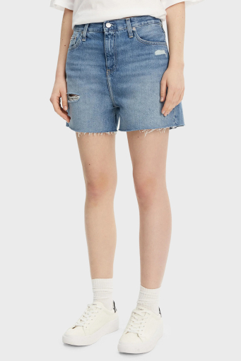Calvin Klein % 100 Pamuk Mom Fit Kot J20J2251591AA Bayan Short J20J225159 1AA MAVİ - 3