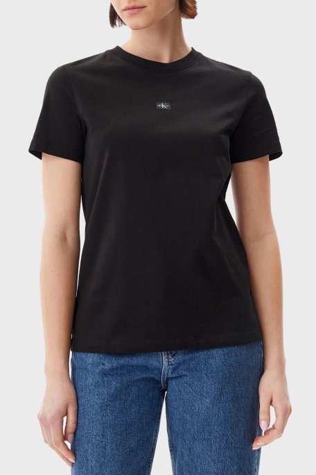 Calvin Klein % 100 Pamuk Regular Fit Bisiklet Yaka J20J225243BEH Bayan T Shirt J20J225243 BEH SİYAH - 1