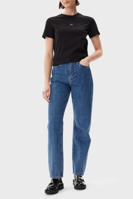 Calvin Klein % 100 Pamuk Regular Fit Bisiklet Yaka J20J225243BEH Bayan T Shirt J20J225243 BEH SİYAH - 2