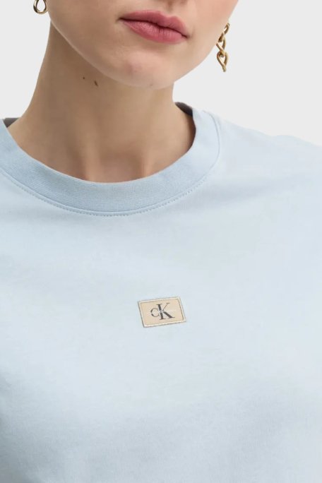 Calvin Klein % 100 Pamuk Regular Fit Bisiklet Yaka J20J225243CUI Bayan T Shirt J20J225243 CUI AÇIK MAVİ - 4