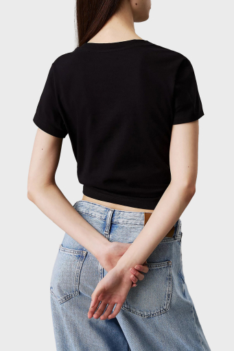 Calvin Klein % 100 Pamuk Regular Fit Bisiklet Yaka J20J225540BEH Bayan T Shirt J20J225540 BEH SİYAH - 6